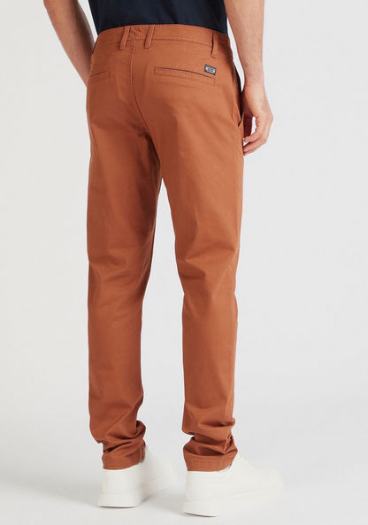 Solid Full Length Chinos with Pockets and Button Closure