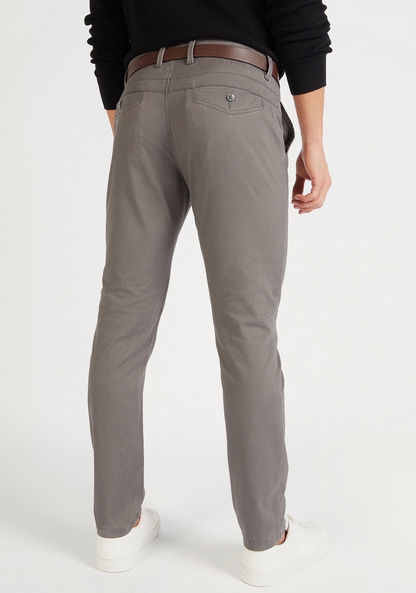 Solid Chino Pants with Belt and Button Closure-Chinos-image-3
