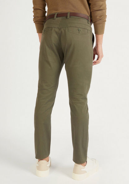 Solid Chino Pants with Belt and Button Closure-Chinos-image-3