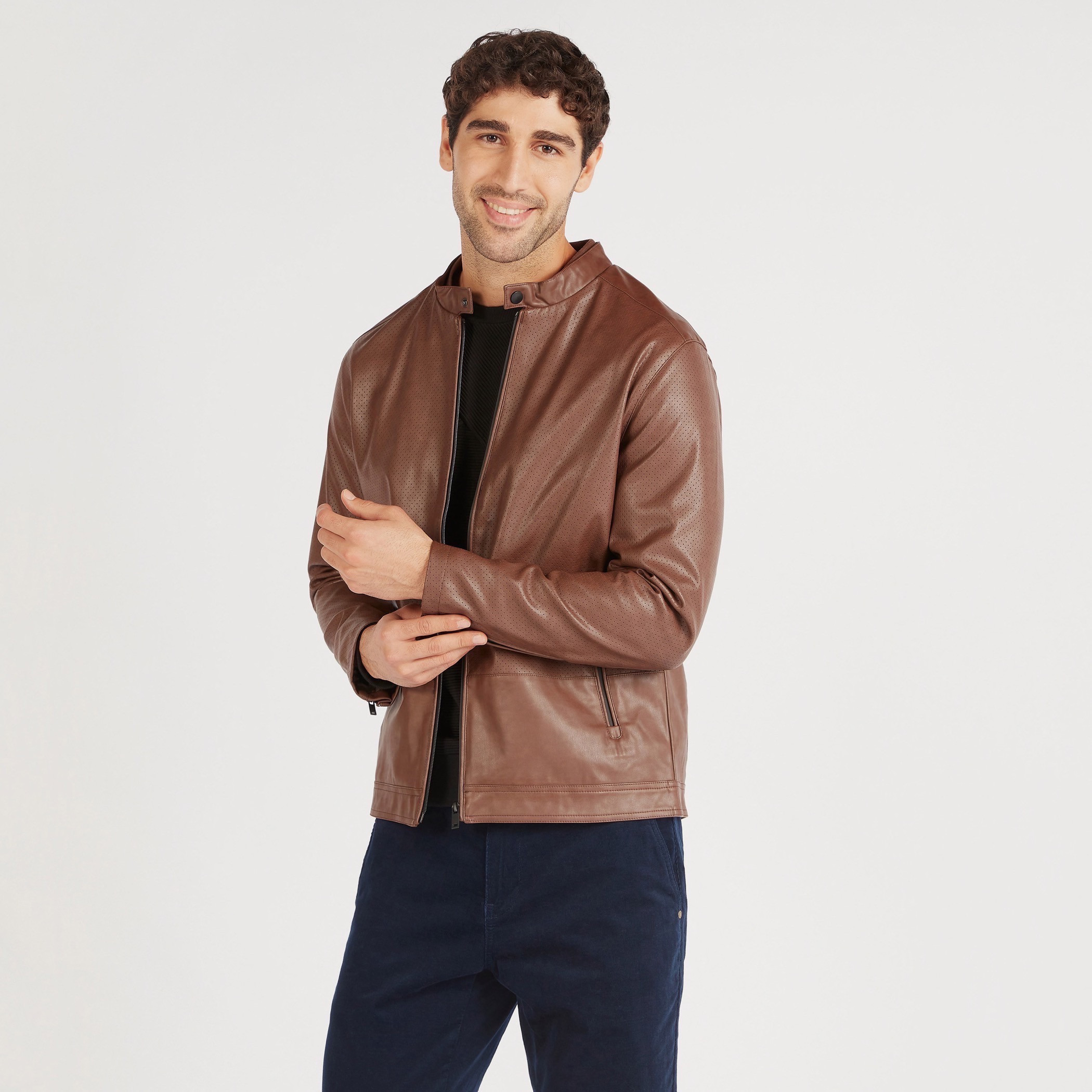Textured Lightweight Jacket with Zip Closure and Pocket-men-clothing-jacketsandblazers-jackets-image-1