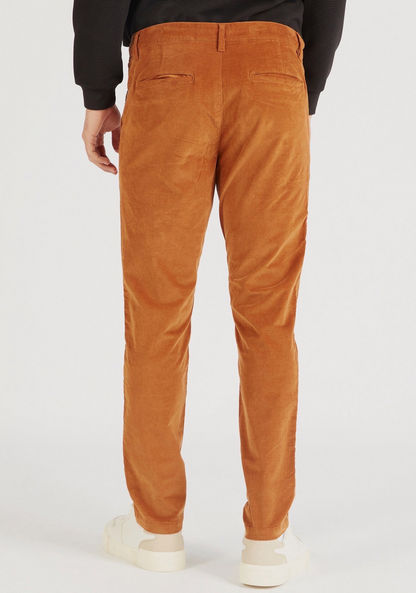 Textured Mid-Rise Chinos with Pockets and Button Closure