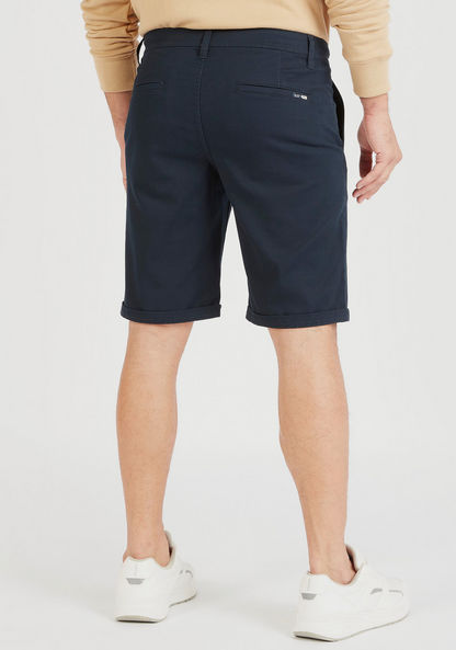 Solid Shorts with Pockets and Button Closure