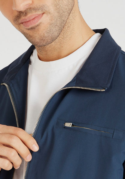 Solid Zip Through Lightweight Jacket with Pockets-Jackets-image-2