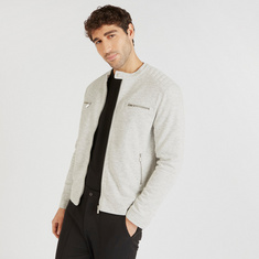 Solid Zip Through Biker Jacket with Pockets and Long Sleeves