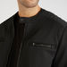Solid Zip Through Biker Jacket with Pockets and Long Sleeves-Jackets-thumbnailMobile-4