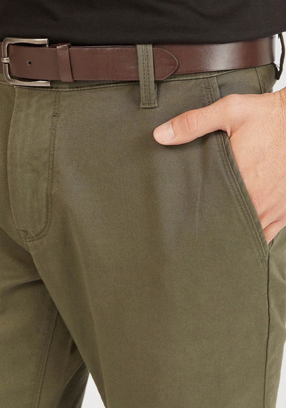 Solid Slim-Fit Stretch Chino Pants with Belt and Pockets-Chinos-image-2