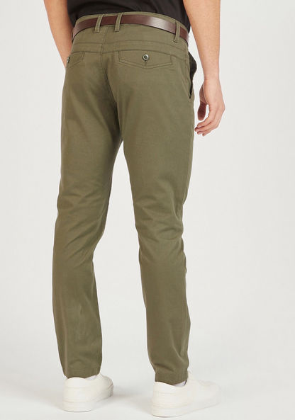 Solid Slim-Fit Stretch Chino Pants with Belt and Pockets-Chinos-image-3