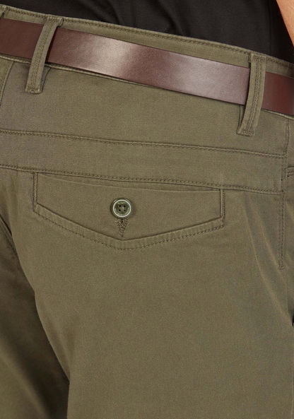 Solid Slim-Fit Stretch Chino Pants with Belt and Pockets-Chinos-image-4
