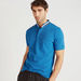 Solid Polo T-shirt with Short Sleeves and Mandarin Collar-Polos-thumbnailMobile-2