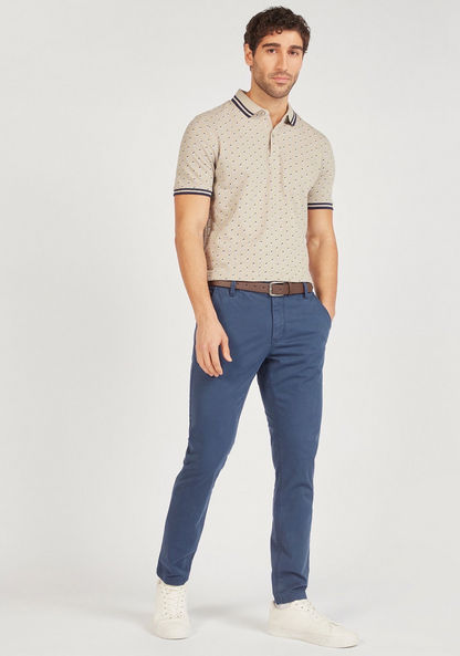 Printed Polo T-shirt with Short Sleeves and Button Closure-Polos-image-2