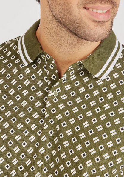 Printed Polo T-shirt with Short Sleeves and Button Closure-Polos-image-4