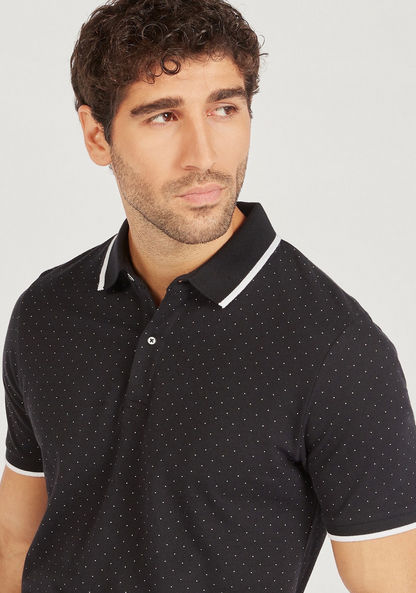 Printed Polo T-shirt with Short Sleeves and Button Closure-Polos-image-0
