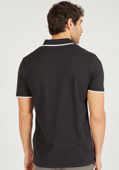 Printed Polo T-shirt with Short Sleeves and Button Closure-Polos-image-3