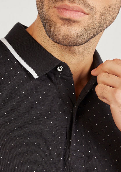 Printed Polo T-shirt with Short Sleeves and Button Closure-Polos-image-4