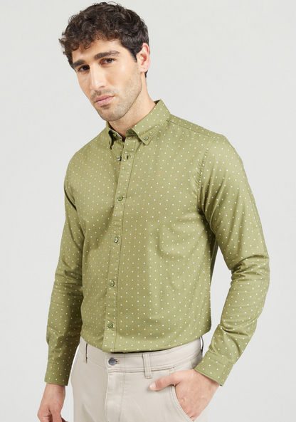 Printed Oxford Shirt with Long Sleeves and Button-Down Collar-Shirts-image-0