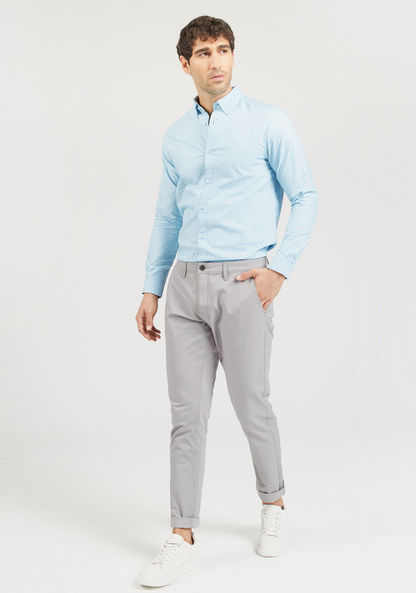 Printed Oxford Shirt with Long Sleeves and Button-Down Collar-Shirts-image-1