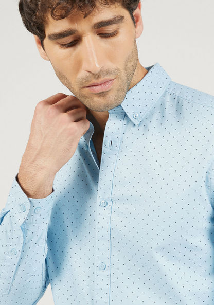 Printed Oxford Shirt with Long Sleeves and Button-Down Collar-Shirts-image-2