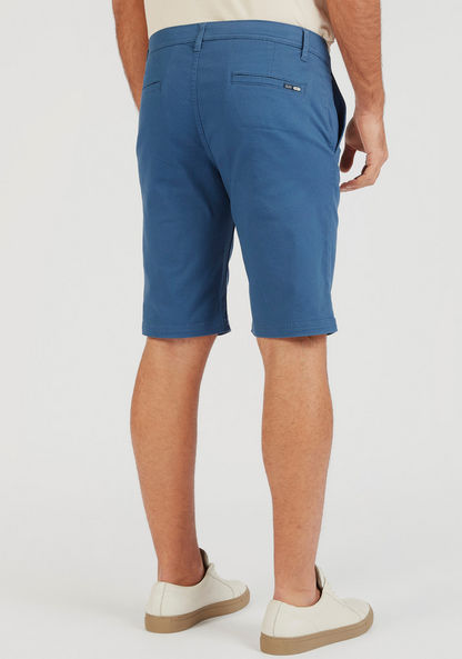 Solid Shorts with Pockets and Button Closure-Shorts-image-3