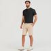 Solid Shorts with Pockets and Button Closure-Shorts-thumbnailMobile-1
