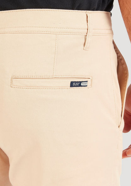 Solid Shorts with Pockets and Button Closure-Shorts-image-2