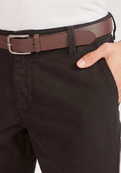 Slim Fit Solid Chinos with Belt and Pockets-Chinos-image-2