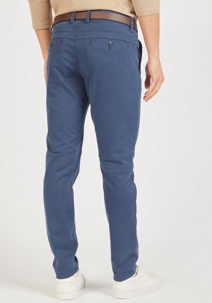 Slim Fit Solid Chinos with Belt and Pockets-Chinos-image-3