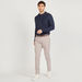 Slim Fit Solid Chinos with Belt and Pockets-Chinos-thumbnail-1