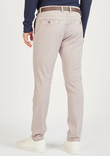 Slim Fit Solid Chinos with Belt and Pockets-Chinos-image-3
