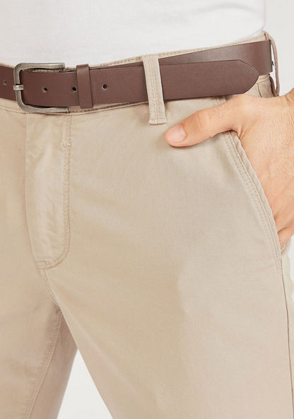 Slim Fit Solid Chinos with Belt and Pockets-Chinos-image-2