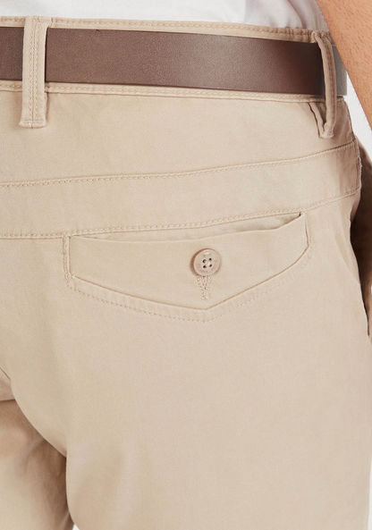 Slim Fit Solid Chinos with Belt and Pockets-Chinos-image-4
