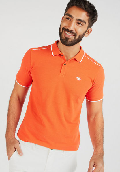 Solid Polo Shirt with Short Sleeves and Tipping Detail-Polos-image-0