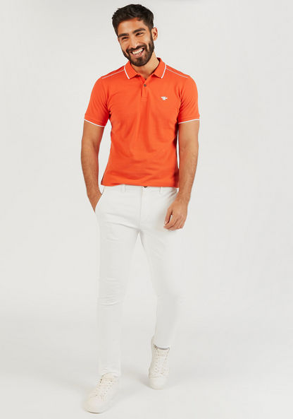 Solid Polo Shirt with Short Sleeves and Tipping Detail-Polos-image-1
