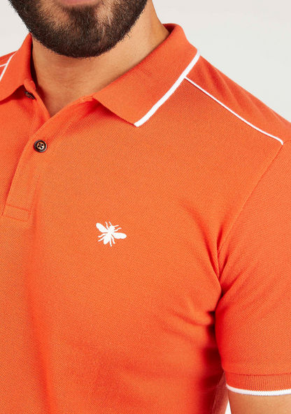 Solid Polo Shirt with Short Sleeves and Tipping Detail-Polos-image-2