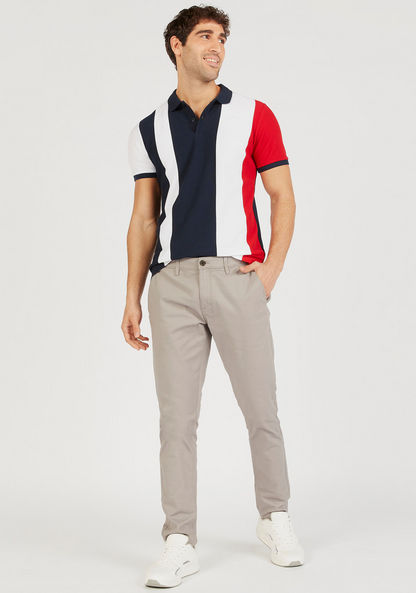 Colourblocked Polo T-shirt with Short Sleeves and Button Closure-Polos-image-1