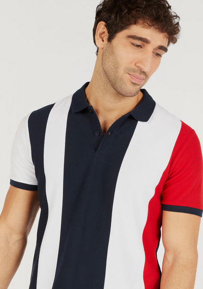 Colourblocked Polo T-shirt with Short Sleeves and Button Closure-Polos-image-2