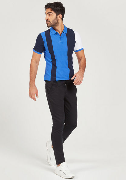 Colourblocked Polo T-shirt with Short Sleeves and Button Closure-Polos-image-1