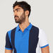 Colourblocked Polo T-shirt with Short Sleeves and Button Closure-Polos-thumbnailMobile-2