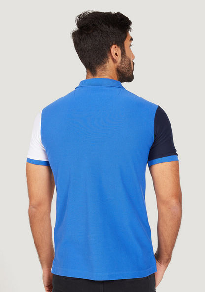 Colourblocked Polo T-shirt with Short Sleeves and Button Closure-Polos-image-3