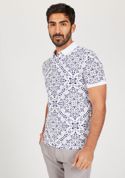 Printed Polo T-shirt with Short Sleeves-Polos-image-0