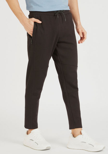 Solid Mid-Rise Jog Pants with Drawstring Closure and Pockets-Joggers-image-0