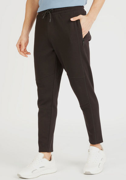 Solid Mid-Rise Jog Pants with Drawstring Closure and Pockets-Joggers-image-4