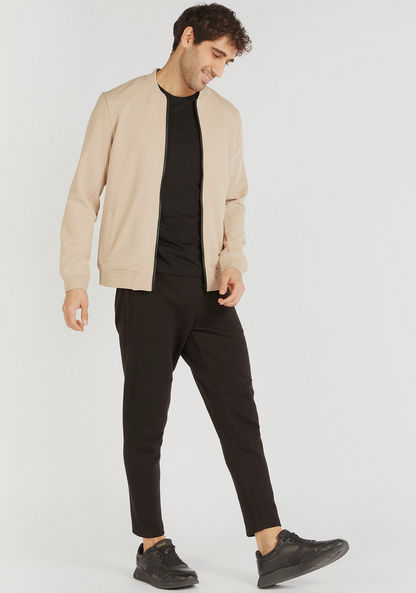 Solid Zip Through Bomber Jacket with Long Sleeves and Pockets-Jackets-image-1