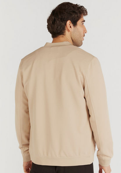Solid Zip Through Bomber Jacket with Long Sleeves and Pockets-Jackets-image-3