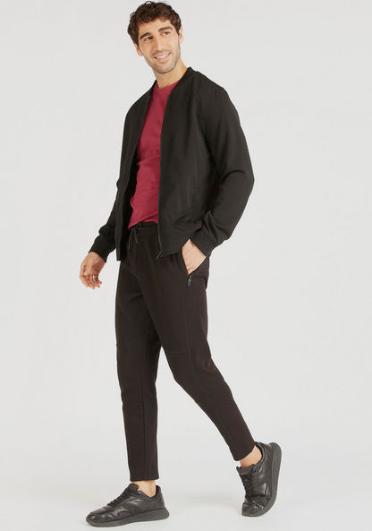 Solid Zip Through Bomber Jacket with Long Sleeves and Pockets-Jackets-image-1