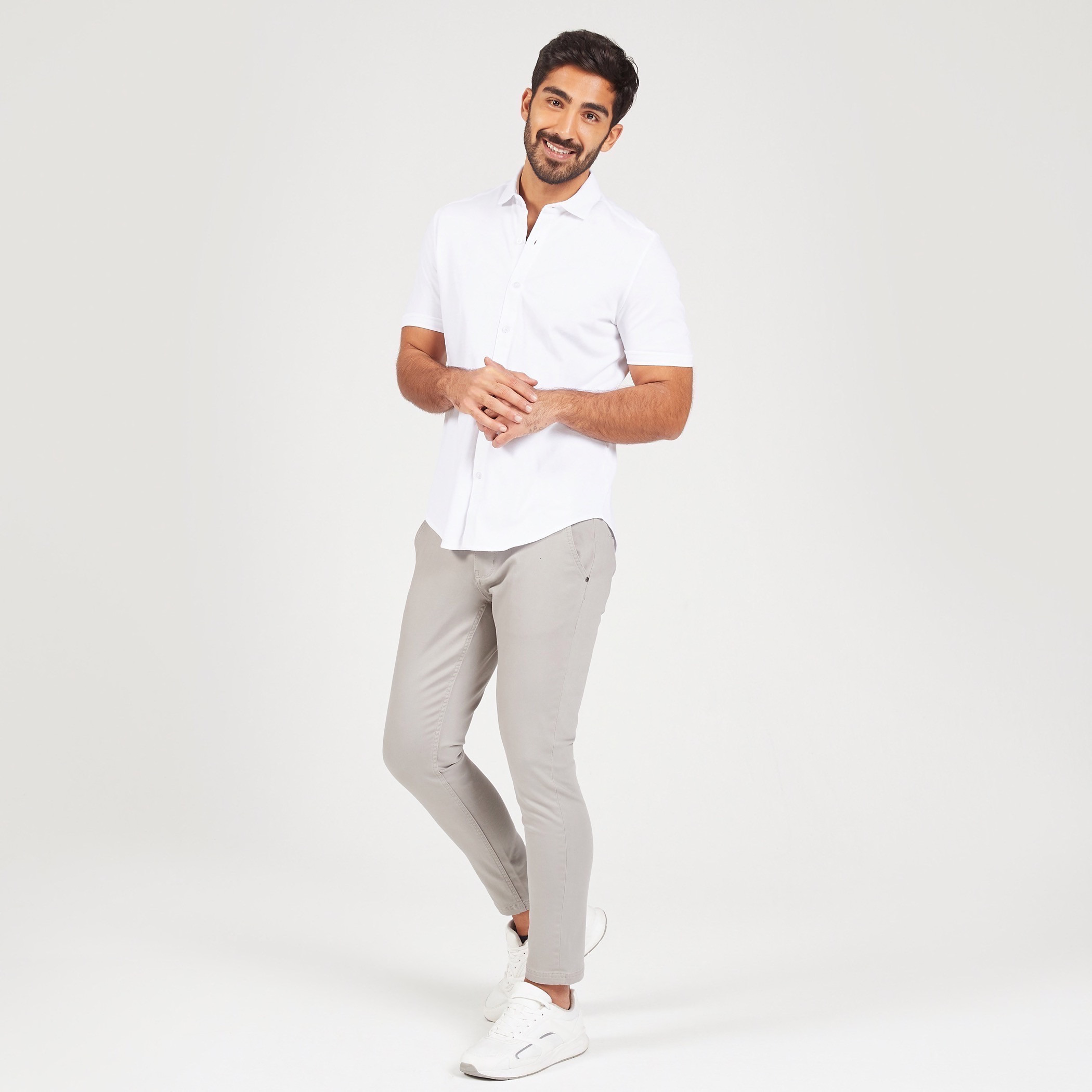 Solid Shirt with Short Sleeves and Button Closure-men-clothing-shirts-image-2