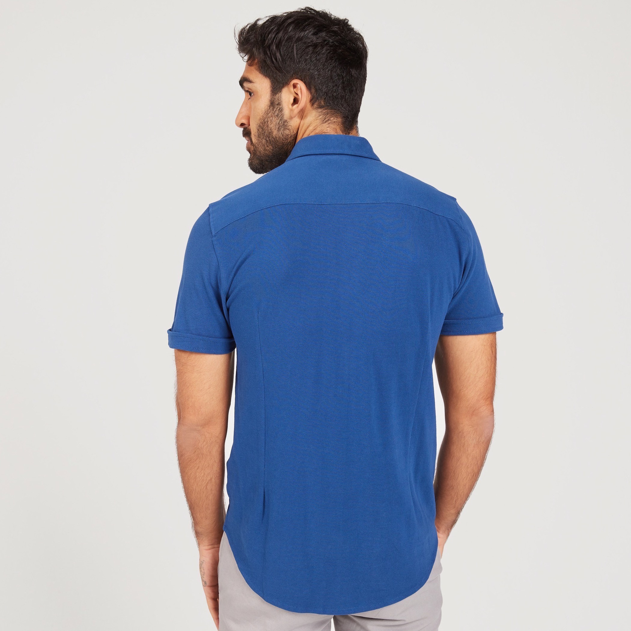 Solid Shirt with Short Sleeves and Button Closure-men-clothing-shirts-image-8