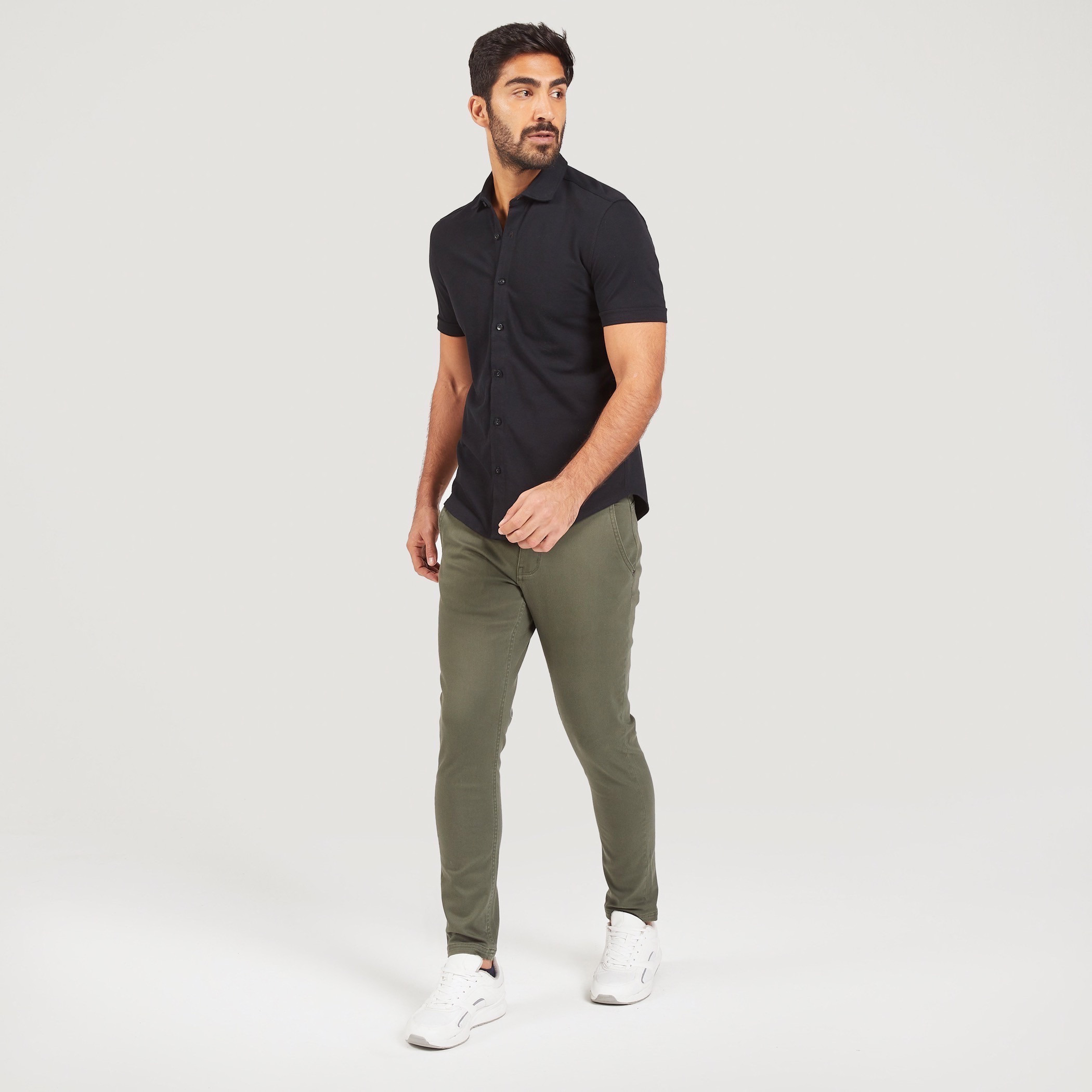 Solid Shirt with Short Sleeves and Button Closure-men-clothing-shirts-image-14