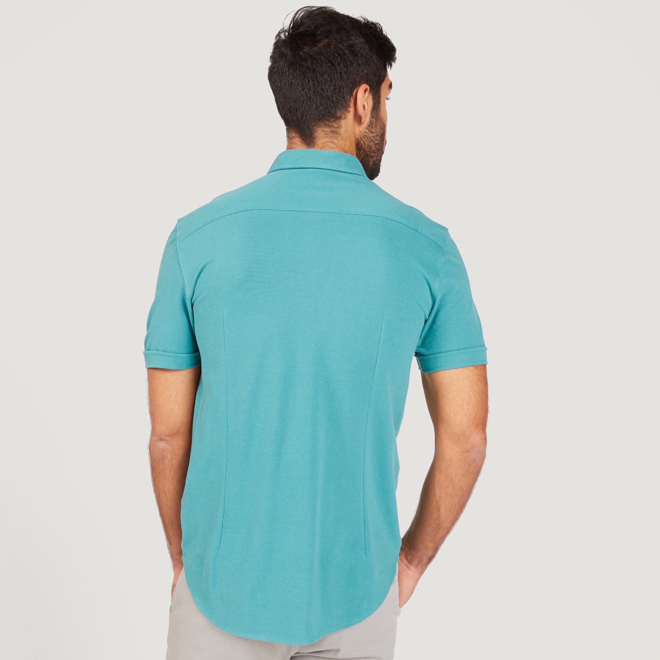 Solid Shirt with Short Sleeves and Button Closure-men-clothing-shirts-image-20