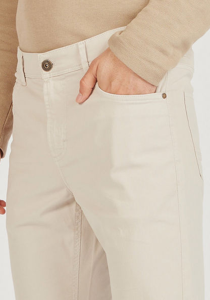Slim Fit Solid Mid-Rise Trousers with Pockets-Pants-image-2