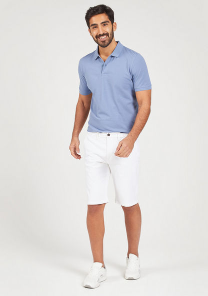 Solid Shorts with Button Closure and Pockets-Shorts-image-1